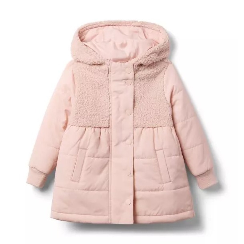 Janie and Jack The Quilted Sherpa Coat in Peach Candy Size 6-12 Months NWT